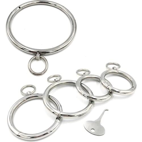 Lockable Stainless Steel Neck Collar Handcuffs Ankle Cuffs Metal Manacle Shackles BDSM Restraint Bondage Sex Toys For Women Men