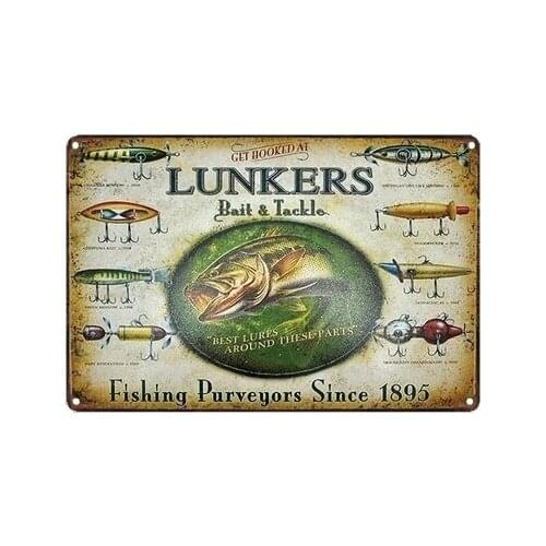 Metal Tin Sign 20*30 cm lunkers lure fishing Decor Bar Pub Home Vintage Retro Poster comic sticker