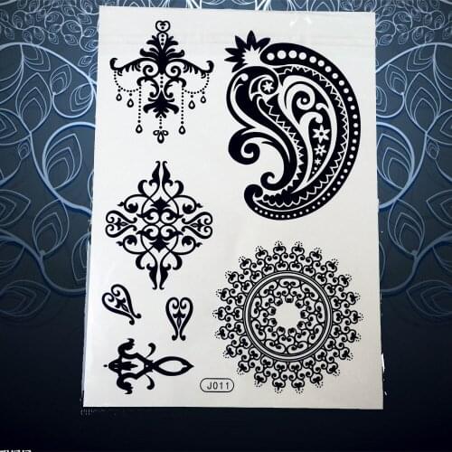 1PC Sexy Women Body Beauty & Health Henna Black Shell Sun Flower Tattoo Jewelry Lace Waterproof Temporary Tattoo Stickers PBJ011