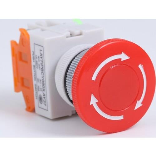 1Pcs Stop Switch Red Mushroom Push Button NO+NC 660V 10A LAY37-11ZS Lift Elevator Latching Self Lock Switch Equipment