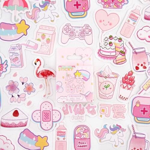 45 Pcs Lovely Pink Fairy Stationery Stickers Scrapbooking Diary Kawaii Stickers Diy Decorative School Supplies