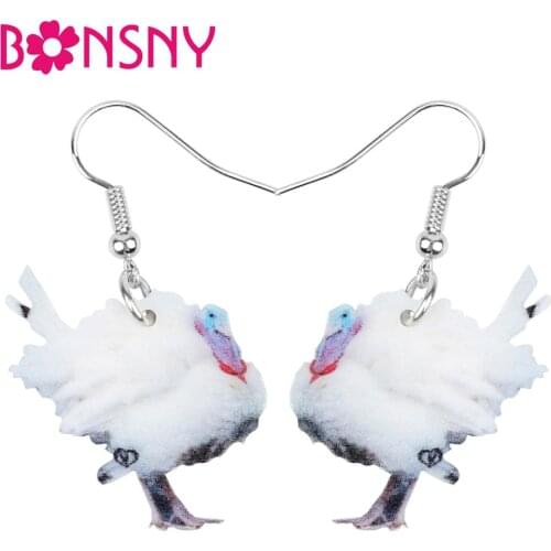 Bonsny Acrylic Thanksgiving Turkey Chicken Earrings Drop Dangle Festival Jewelry For Women Girls Teen Party Charm Gift Accessory