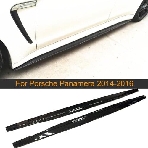 Car Door Side Skirts Apron For Porsche Panamera 2014-2016 Door Bumper Lip Cover Extension Trim Aprons Side Skirts Carbon Fiber