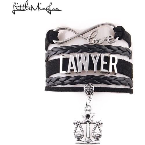 Infinity love Lawyer women Bracelet stacks balance Charm leather wrap men bracelets & bangles for Women jewelry accessories