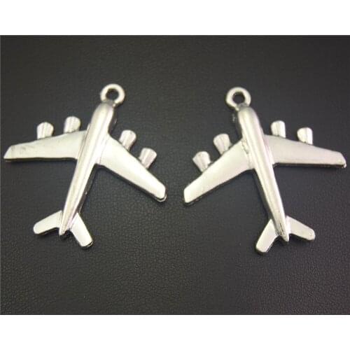 5pcs Silver Color/Gold Airplane Charm Bracelet Necklace Jewelry Making Handmade DIY 38x37mm