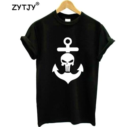 Skull Anchor Print Women Tshirt Cotton Casual Funny t Shirt For Lady Girl Top Tee Hipster Tumblr Drop Ship HH-124