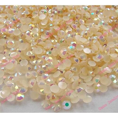 Champagne AB 2mm,3mm,4mm Nail Art Resin Jelly Rhinestone Round Flatback For DIY Nail Art Accessories