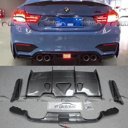 F80 F82 Car Styling Real Carbon Fiber Rear Diffuser Bumper Lip for BMW F80 M3 F82 M4 With LED