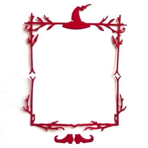 Halloween Witch Hat Border Frame Metal Cutting Dies Scrapbooking Stencil Die Cuts Card Embossing DIY Photo Album Template
