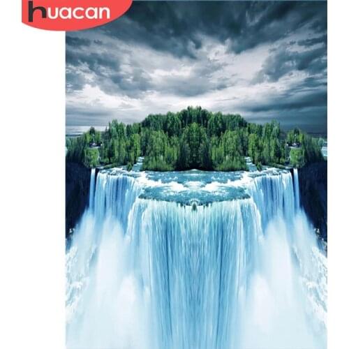 HUACAN Full Square/Round 5d Diamond Painting Waterfall DIY Diamond Embroidery Nature Landscape Handicraft Home Decor