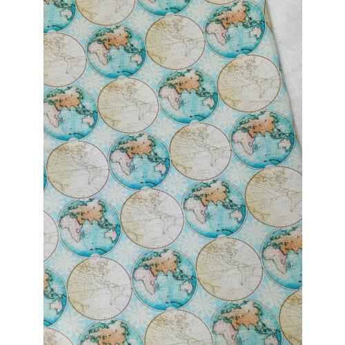 Earth Map Worldwide Geographical Territory Five Continents Ocean Horizon Plain 100% Cotton Fabric DIY sewing Clothing Tissue