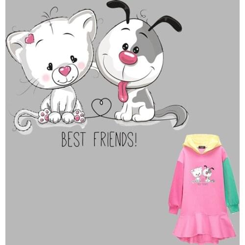 Cat dog vinyl stickers Iron on Transfers For Clothes ironing patches on Clothing applique badge transfer T Shirt Washable