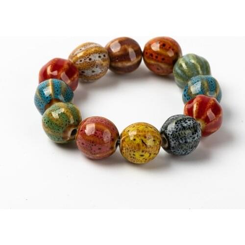 Colorful Unique Ceramic Ball beads bracelets hand made DIY Artware Retro bracelet Jewelery wholesale #FY368