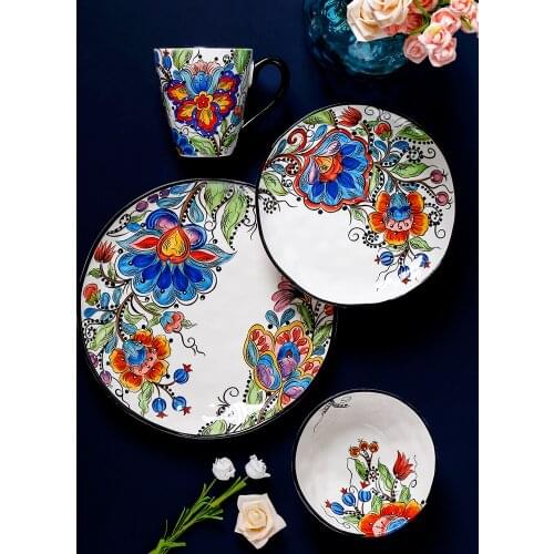 Creative Tableware set Irregular Steak Plate Western Food Plate Household Hand-painted Ceramic Plate Salad Bowl Ramen plate