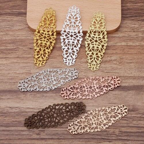 50pcs 24x64mm Gold Silver Plated Brass Sheets Filigree Wraps Connectors Charm DIY Hand Made Jewelry Accessories