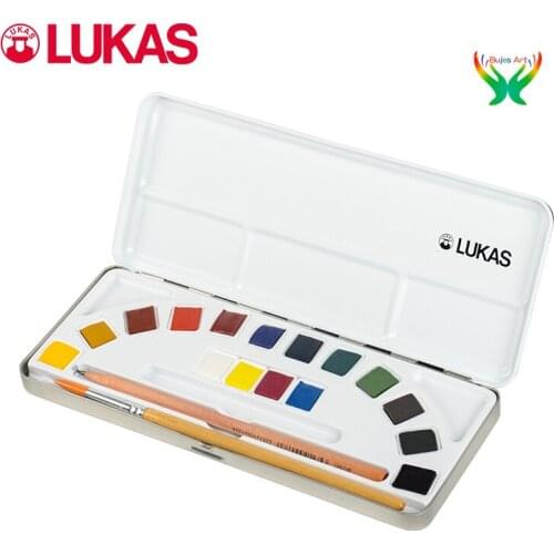 Lukas solid watercolor paint set, 12 color solid paint set, iron box watercolor paint, professional portable sketching set