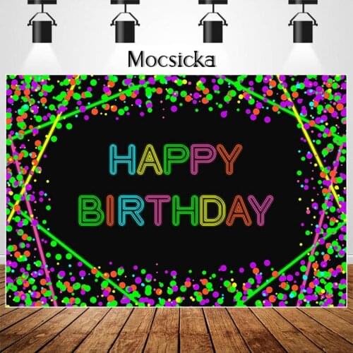 MOCSICKA Color Graffiti Happy Birthday Party Photography Background Splash Paint Birthday Decorations Photography Backdrops