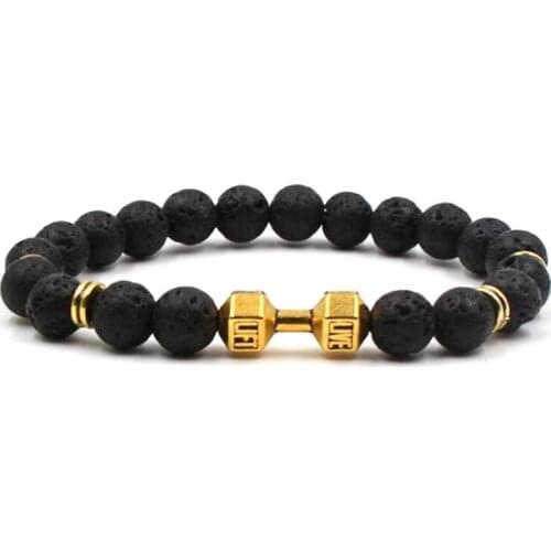 Trendy Natural Black Volcanic Lava stone Beads Bracelet Zinc alloy Accessories Bracelets for Women&Men Classic Handmade Jewelry