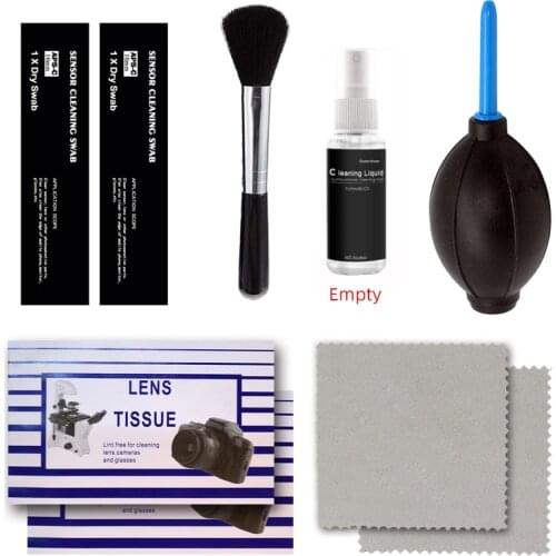Lens Cleaning Kit Air Blower, Brush, Cloths, Tissue Paper, Spray Bottle, Sensor SWAB for DSLR Camera And Electronics Accessories