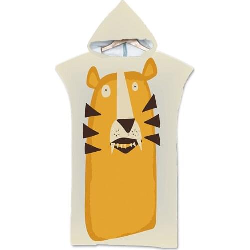 New printed Cute cartoon Hooded Beach Towel Microfiber Changing Robe Poncho Surf Towel Swimming Outdooor Bathrobe Wetsuit