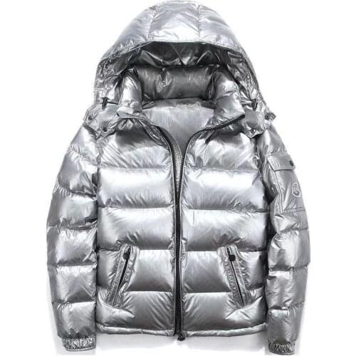 New Glossy Down Jacket Men 's Short Winter Hooded Thickened Warm-Keeping and Cold-Proof Long Sleeve Cardigan Jacket