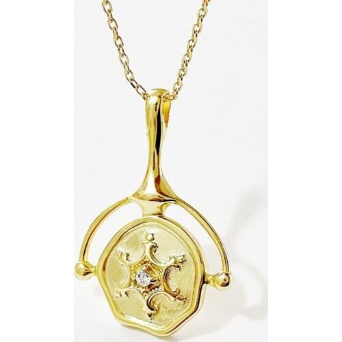 Charm S925 sterling silver Carved Gold Irregular Pendant Necklace for Women Girls Men Simple Chain Celebrity Medal Jewelry
