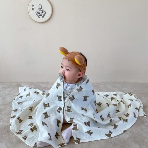 FOCUSNORM Infants Baby Girls Boys Blanket Bathing Towel Soft Cartoon Bear Printing Baby Wrap Blanket