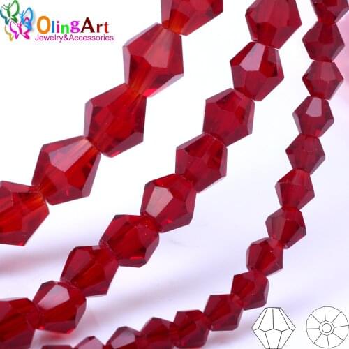 OlingArt 3/4/6mm/8mm Bicone Upscale Austrian Multicolored crystal dark Red color beads Loose bead bracelet DIY Jewelry Making