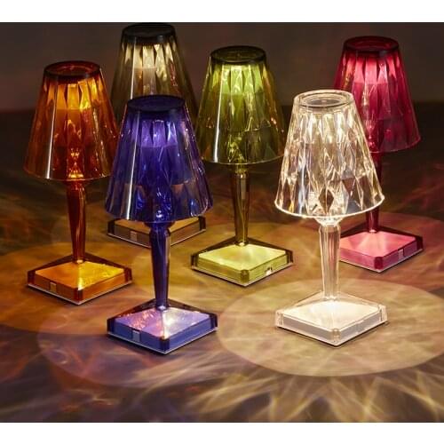 Rechargeable Diamond Table Lamp USB Acrylic Decoration Desk Lamps Bedroom Bedside Bar Crystal Lighting Fixtures Gift Night Light