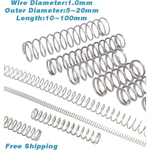 10pcs wire diameter 1.0mm OD 5 6 7 8 9 10 11 12 13 14 15 Y-type Rotor Return Compression Pressure Spring 10-100mm 304 Stainless