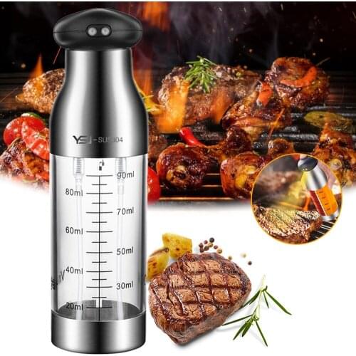 200ml Stainless Steel Sprayer Push-Type Vinegar Bottle Seasoning Separation Oiler Soy Sauce Storage Container Kitchen Accessory