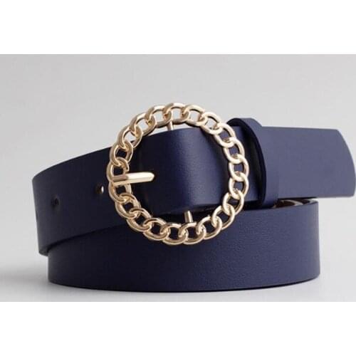Fashion Luxury Belt Women For Jeans Harajuku Ladies Dress Buckle Belt Casual Solid PU Leather Waist ceinture femme PJ301