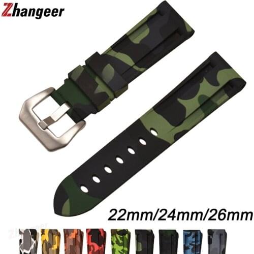 Silicone Watchband For Panerai Watch Strap 22mm 24mm 26mm Camouflage Rubber Wristband Sport Waterproof Wrist Belt Bracelet Band
