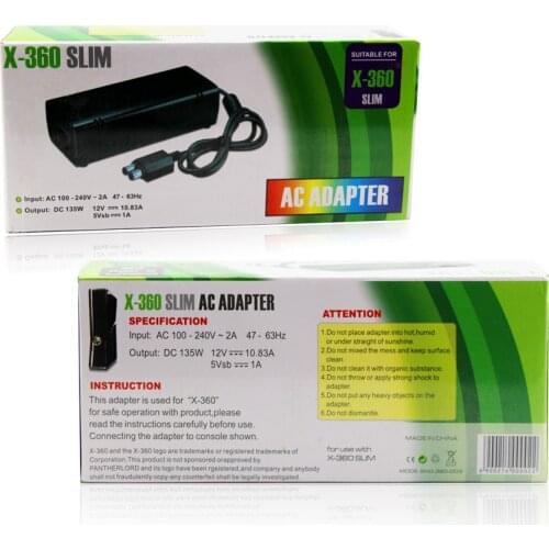 EU/US Plug 12V 135W AC Adapter Charging Power Supply Cord Cable For Xbox360/Xbox 360 Slim Console 110-240V Replacement Charger