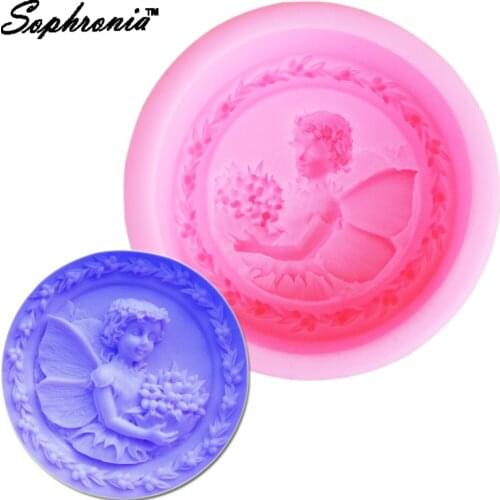Sophronia Silicone Cake 3D Angel Girl Flower Fairy Fondant Chocolate For Decorating Soap Candle Kitchen Bake Accessories S112
