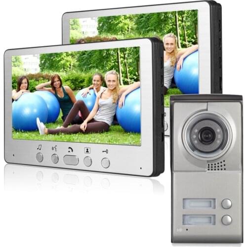 2 Unit apartments video intercom system 7 Inch video door phone Kit Video Doorbell for for 2 Household Apartment
