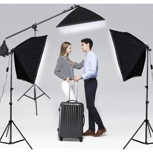 Photo Studio 58W Softbox Kit Photographic Lighting Kit Camera Photo Accessories 3 Light Stand one Softbox for Camera Photograph