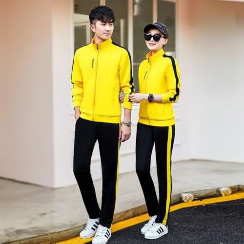Women tracksuit men sportswear couples casual jogger running athletic outfit set zip up jacket sweatshirt+sweatpant sport suit