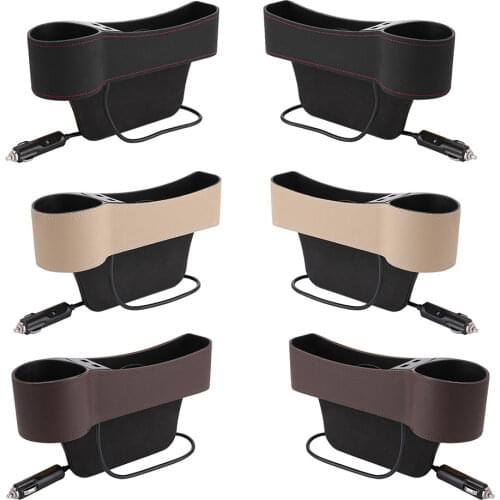 Universal Car Console Seat Gap Organizer Cup Holder Auto Seat Side Pocket Storage Box With Dual USB Charging Ports Auto Stowing