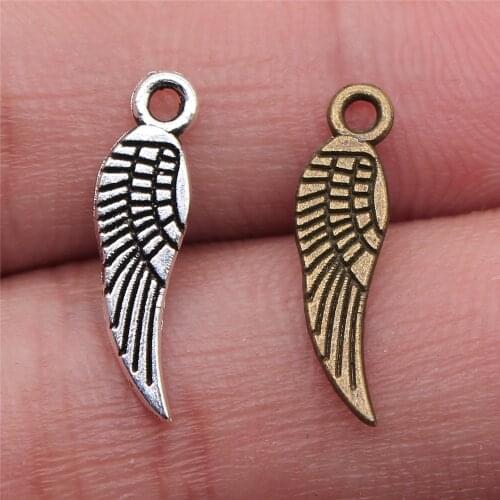 WYSIWYG 50pcs 19mm Small Angel Wing Charms Alloy DIY For Bracelet Necklace For Making Jewelry