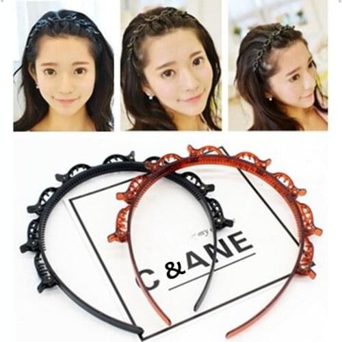 1pcs Fashion Double Layer Band Twist Plait Clip Front Hair Clips, Hairpin Headband Beauty Tool Hair Accessory