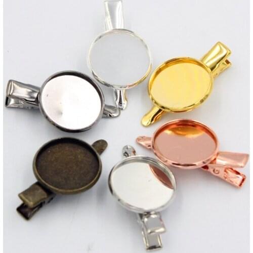 10pcs 18mm Cabochon Cameo Alligator Barrette Hair Clips Jewelry Settings for DIY Hair Jewelry Crafts