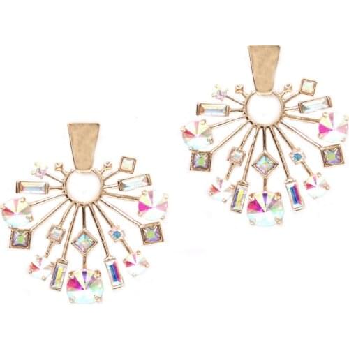 2020 New Rainbow AB Colors Earrings Multicolor Branch Flowers Stud Earrings for Women