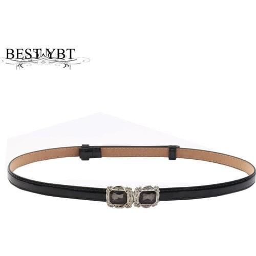 Best YBT Women Belt Imitation Leather Alloy Drill Hook Buckle Belt Thin Skirt Decorative Fashion Leisure Adjustable Women Belt