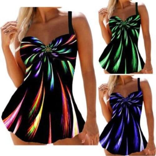2021 Bikini New Firework Gradient Color Printing Skirt Large Size Split Swimsuit Women Bathing Suits Woman Plus Size Swimwear