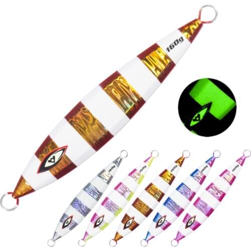 5PCS Sea Fishing Luminous Zebra Metal Jigging Lure Trolling Bait Bass Trout Slow Jig 160g/200g/250g