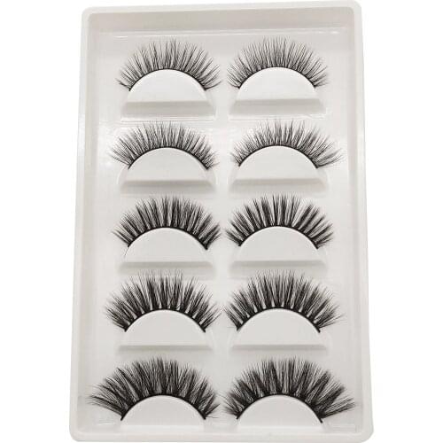 AINIFLY 001 5 Pairs/Batch Mixed False Eyelashes 3D Handmade Mink Hair Natural Thick False Eyelashes Makeup Individual Extension
