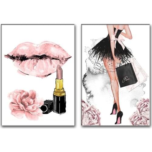 Diamond painting girl perfume flower lipstick high heels wall art nordic rhinestone embroidery mosaic picture for fashion shop d
