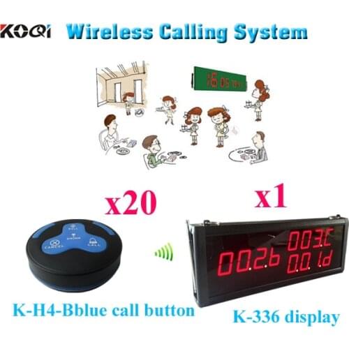 Wireless Pager System Restaurant Service Equipment Pager(1pcs display+20pcs call button)