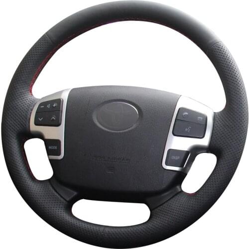 Black Natural Leather Car Steering Wheel Cover for Toyota Land Cruiser 2008-2015 Tundra 2007-2013 Sequoia 2008-2011